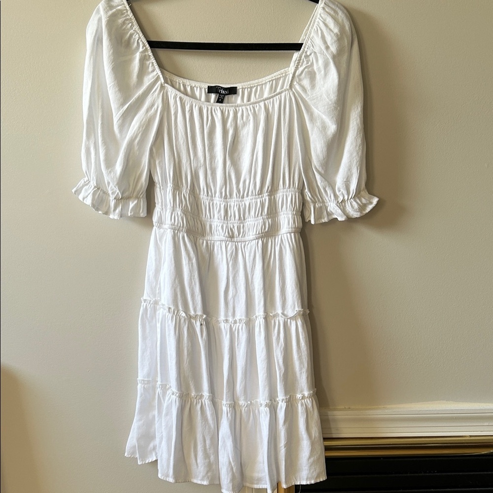 Trixxi White Tiered Mini Dress